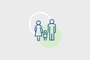Animated parents holding child's hands