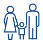 Animated parents holding child's hands icon