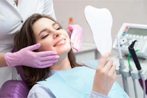 A smiling woman at the dentist’s office